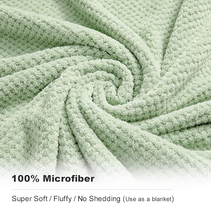 2 Piece Hand Towels Set,100% Microfiber - Quick Dry, Thick, Soft, Plush and Highly Absorbent Luxury Hotel & Spa Bath Towel for Bathroom, Pack of 2 (Green)