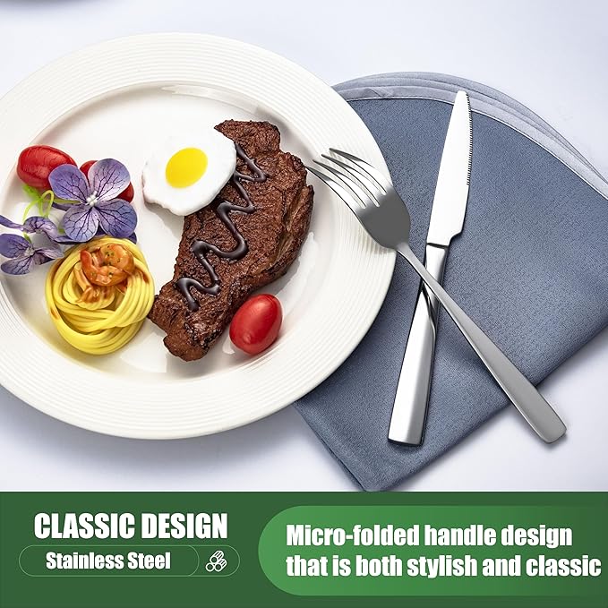 20 Piece Silverware Set for 4, Stainless Steel Cutlery Set Food Grade Flatware Set Include Knife Fork Spoon Mirror Polished Dishwasher Safe