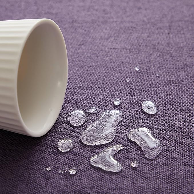 Linen Tablecloth with Tassels, Farmhouse Style Purple Tablecloth, Water Resistant Burlap Tablecloths for Rectangle Table, 60x120 Inch Purple