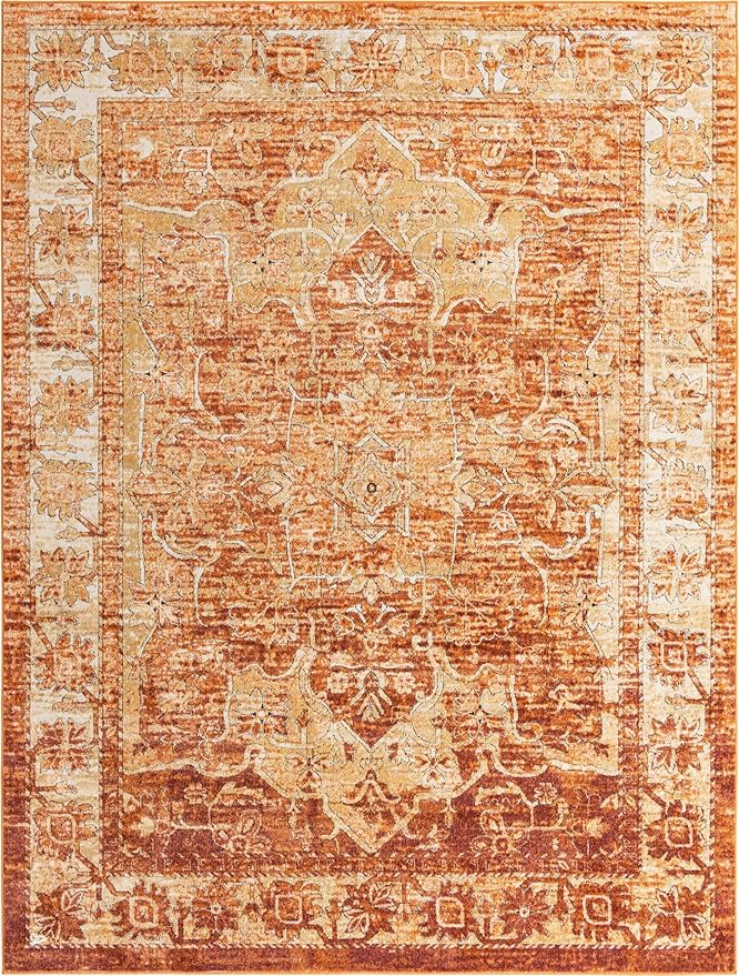 Unique Loom Isabella Collection Area Rug - Adjani (9'x 12' 2" Rectangle, Rust Red/ Black)