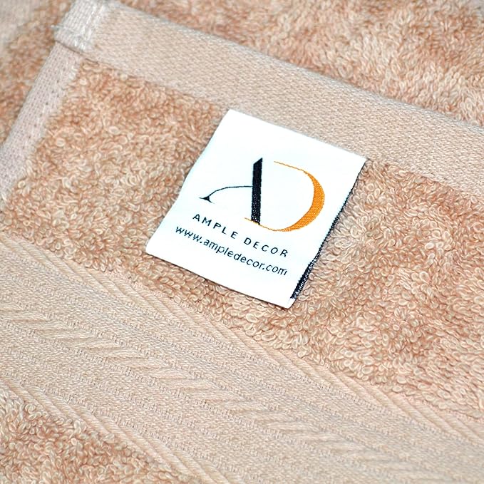 Ample Decor Bathroom Hand Towel 18 X 28 Inch 600 GSM 100% Cotton, Absorbent Thick- 2Pcs Beige