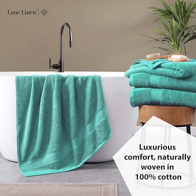 LANE LINEN 100% Cotton Premium Bath Sheets Set of 4 (35"x66") - Extra Large Bathroom Towels - Quick Drying, Low Lint, Soft & Absorbent Oversized Towel Sets - Holds Well After Multiple Washes - Teal
