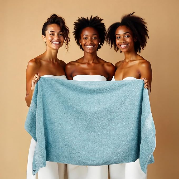 HILLFAIR Premium 600 GSM 6 Piece Towel Set- 2 Bath Towels, 2 Hand Towels & 2 Washcloths, Machine Washable, Hotel Quality, Super Soft & Highly Absorbent Cotton Towel: Ocean Blue