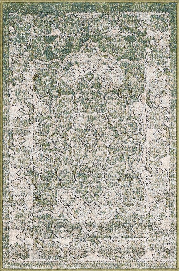 Unique Loom Isabella Collection Area Rug - Adjani (2' x 3' 1" Rectangle, Green/ Ivory)