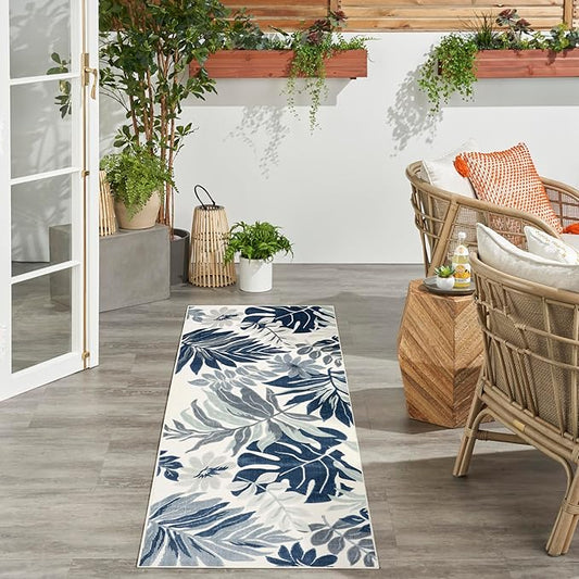 Nourison Home Suncoast Blue 2' x 6' Area Rug - Easy Clean, Non Shedding, Bed Room, Living Room, Dining Room, Kitchen (6' Runner)