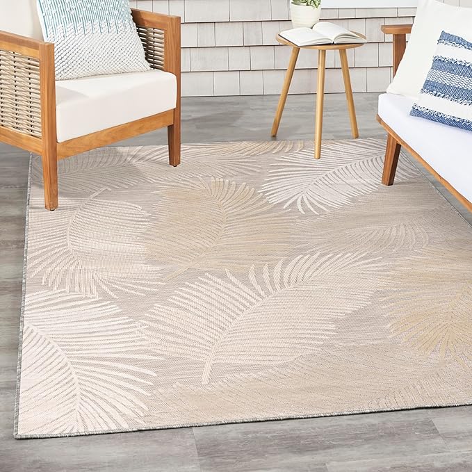 Nourison Home Suncoast Beige 4' x 6' Area Rug - Easy Clean, Non Shedding, Bed Room, Living Room, Dining Room, Kitchen (4' x 6')