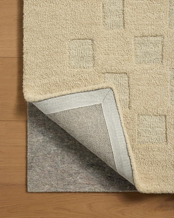 Loloi Leanne Ford Craven Collection CVN-04 Oatmeal/Dove 3'-6" x 5'-6" Accent Rug Checkered, Patterned, Neutral, Entryway, Mudroom, Bathroom, and Kitchen