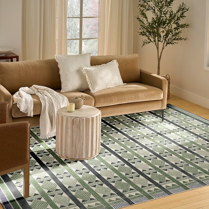 Nourison Home Nordic Green Blue 8' x 10' Area Rug - Easy Clean, Non Shedding, Bed Room, Living Room, Dining Room, Kitchen (8' x 10')