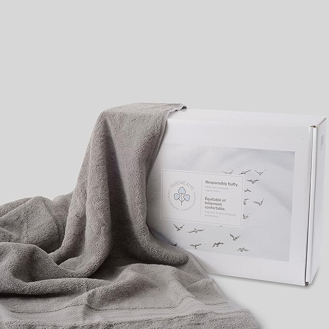 Fabdreams 100% Organic Cotton Bath Sheet Set of 2 700 GSM Oversized Towels Ultra Soft Plush Absorbent Durable Skin-Friendly Spa Hotel Premium Comfort Large 36 x 70 in Dark Gray