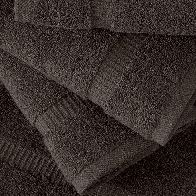 SALBAKOS 100% Turkish Cotton Hand Towel Set of 6 16x30 inch | Heirloom Quality | Hotel & Spa Collection | Soft, Super Absorbent, Long Lasting Hand Towels | Made in Turkey (Chocolate, 6 Hand Towels)