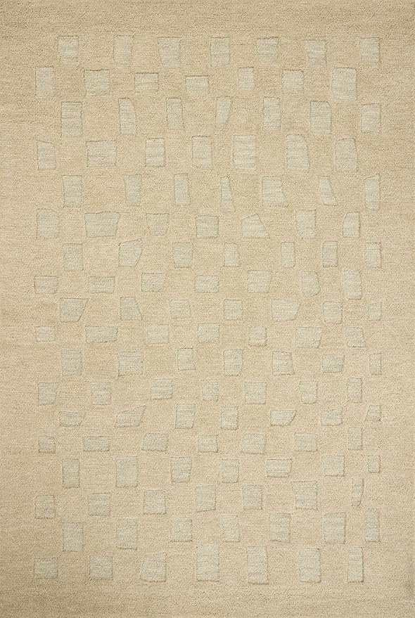 Loloi Leanne Ford Craven Collection CVN-04 Oatmeal/Dove 9'-3" x 13' Area Rug Checkered, Patterned, Neutral, Living Room, Bedroom, Dining Room
