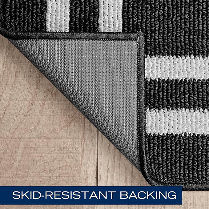 Nautica – Runner Rug | Indoor Runners for Hallways and Entry Rugs| Non-Slip and Non-Skid Entry and Kitchen Door Mat| Machine Washable Entryway Carpet Rugs | 26" x 96"| Double Line Dark Grey