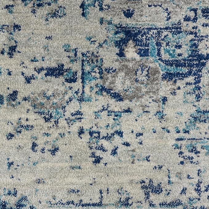 Nourison Home Tranquil Ivory/Light Blue 7' x 10' Area Rug - Easy Clean, Non Shedding, Bed Room, Living Room, Dining Room, Kitchen (7' x 10')