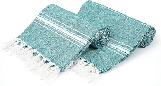 Belizzi Home Turkish Beach Towel -Large Beach Towels Oversized 2 Pack - Soft Durable Compact Lightweight Quick Dry Sand Free Bath Pool Towel Set for Beach Gifts Clearance Vacation Travel - Teal