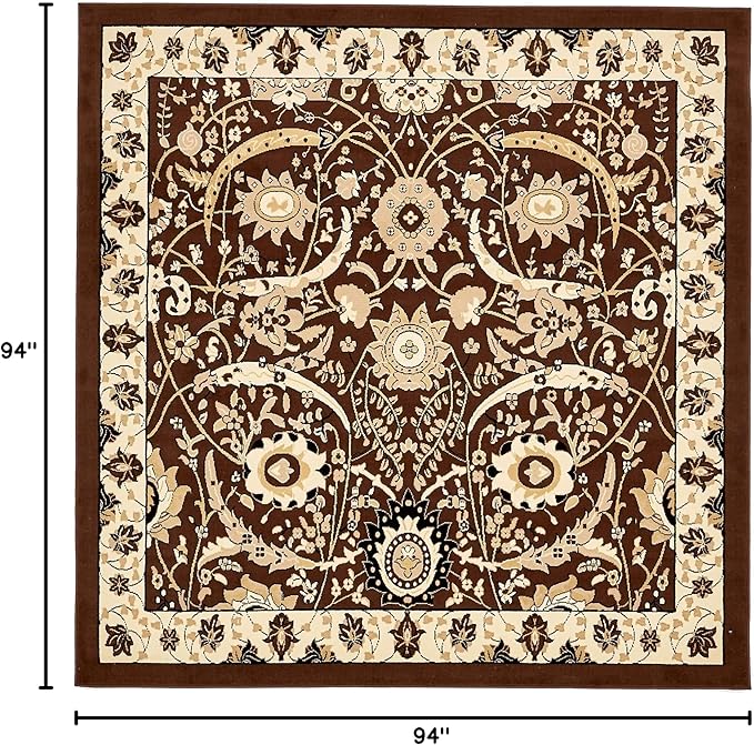 Unique Loom Espahan Collection Area Rug - Cape Cod (7' 10" Square, Brown/ Beige)