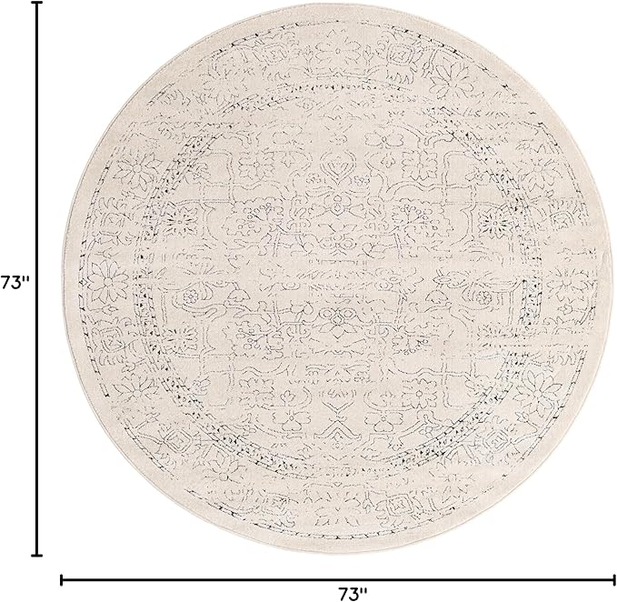 Unique Loom Isabella Collection Area Rug - Adjani (6' 1" Round, White/ Blue)