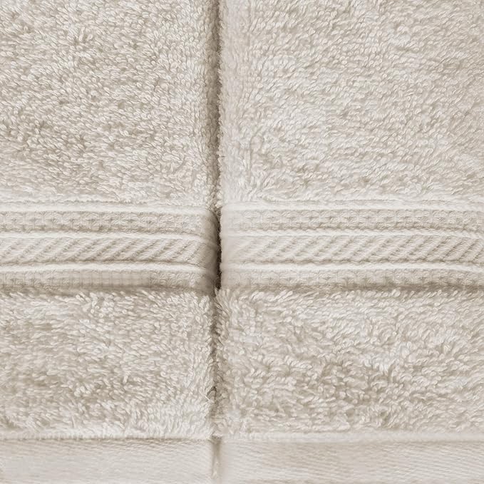 Superior Atlas Cotton Luxury Face Towels, Washcloth Set, Heavyweight, Bathroom Accessories, Kitchen Basics, Spa, Salon, Hotel, Resort, Thick, Ultra-Plush, Highly-Absorbent, Face Towel, Ivory