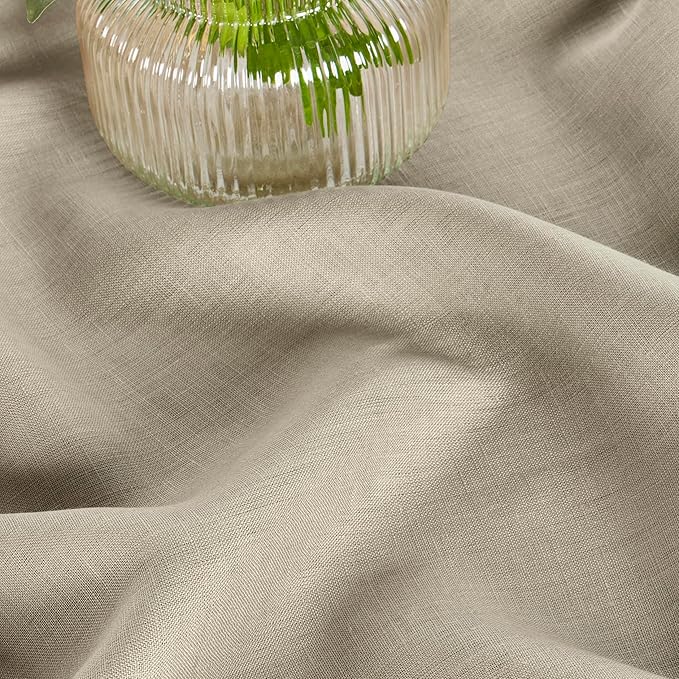 Solino Home Linen Square Tablecloth 52 x 52 Inch - 100% Pure Linen Vintage Khaki Table Throw - Fete, Machine Washable Table Cloth