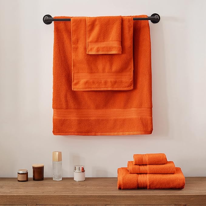 COZYART Burnt Orange Bath Towel Set for Bathroom Turkish Cotton Thick Soft Absorbent Durable 650 GSM Towel Sets of 6, 2 Large Bath Towels, 2 Hand Towels, 2 Washclothes