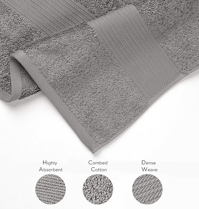 Luxury Oversized Bath Towels | Hotel Quality | Soft & Highly Absorbent |Quick Dry | 650 GSM Bath Sheets| Combed Cotton | Thick & FluffyBathroom Towels | Grey - 4 Pack