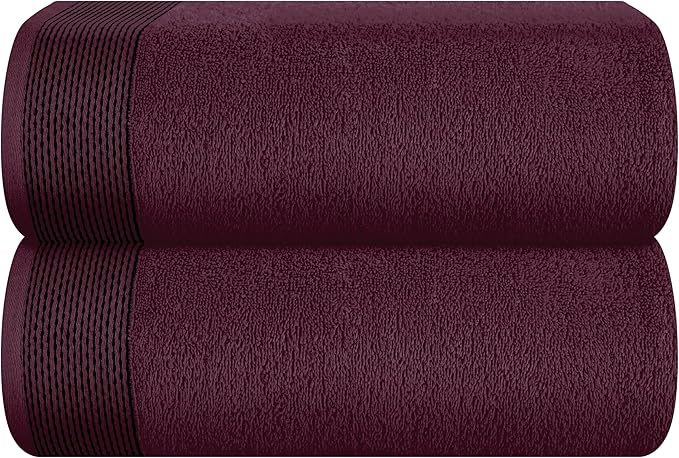 Belizzi Home Cotton 2 Pack Oversized Bath Sheet 35 x 70, Large Bath Sheet, Ultra Absorbent, Compact, Eco-Friendly and 100% Recyclable, Quick Drying and Lightweight Towel - Burgundy