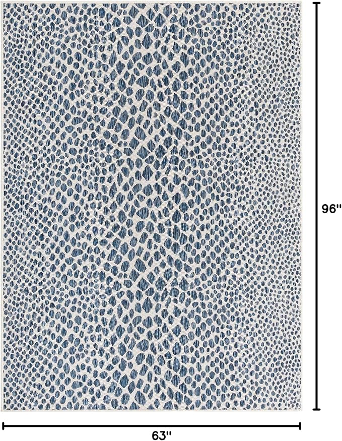 Unique Loom Outdoor Collection Area Rug - Cape Town (5' 3' x 8' Rectangle, Blue/ Olive)