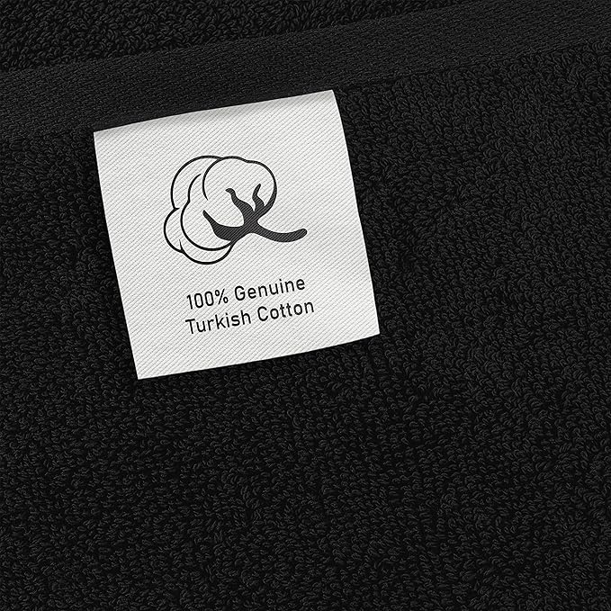 Cotton Paradise 4 Piece Turkish Bath Towels for Bathroom, 100% Cotton Extra Large Soft Plush Towels Bathroom Set, Black