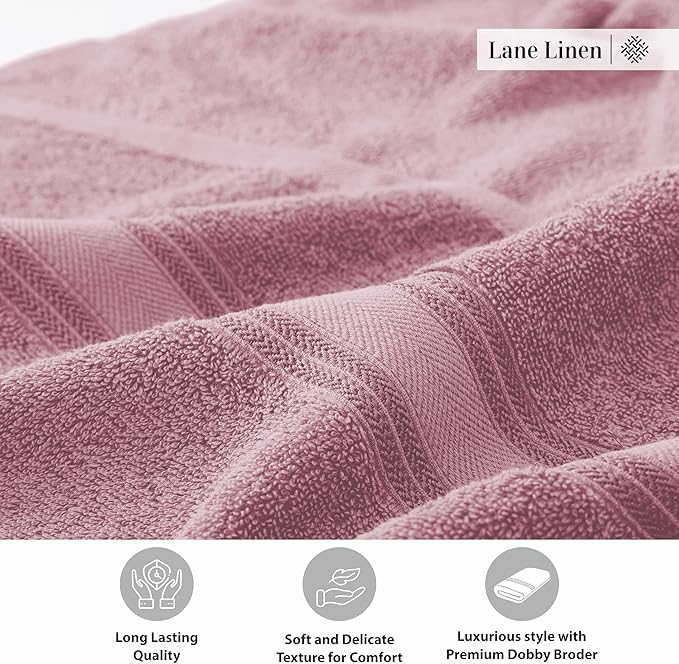 Lane Linen 100% Cotton Bath Sheets 4 Pack (35"x66") - Zero Twist Cotton Extra Large Bath Towels Set - Quick Dry, Soft & Absorbent Oversized Towel Set - Holds Well after Multiple Washes - Wishful Mauve