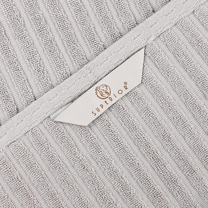 Superior 4 Piece Cotton Bath Towel Set, Includes 4 Bath Towels, Daily Use for Bathroom, Guest Bath, Quick Dry, Spa, Resort Towels, Ribbed, Absorbent, Home Essentials, Soho Collection, Silver