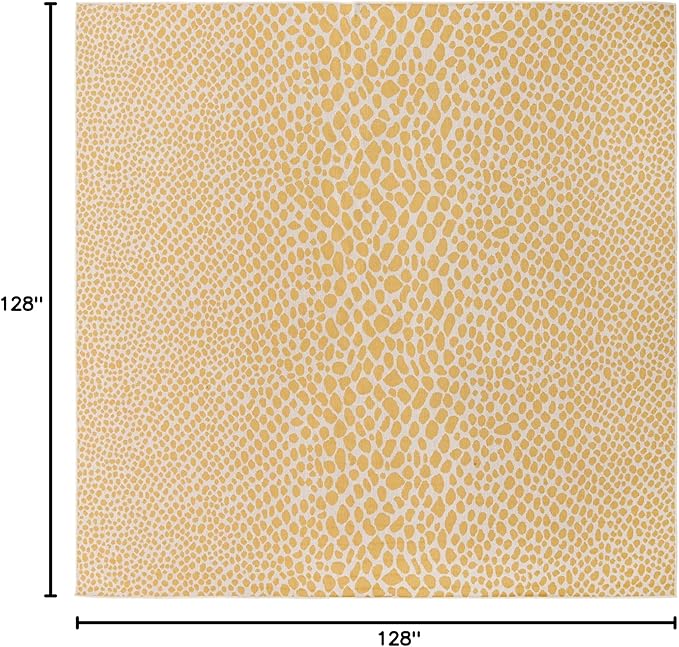 Unique Loom Jill Zarin Outdoor Collection Area Rug - Cape Town (10' 8'' Square, Yellow Ivory/ Ivory)