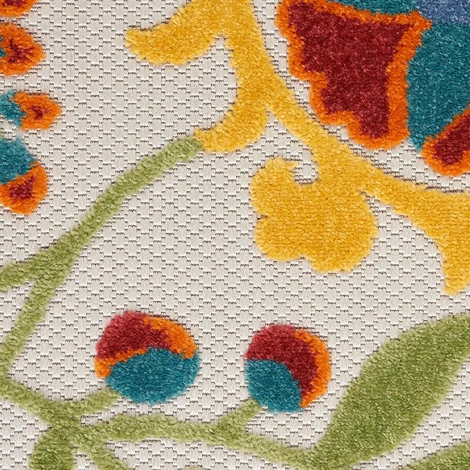 Nourison Home Aloha Ivory Multicolor 9'6" x 13' Area Rug - Easy Clean, Non Shedding, Bed Room, Living Room, Dining Room, Kitchen (10' x 13')