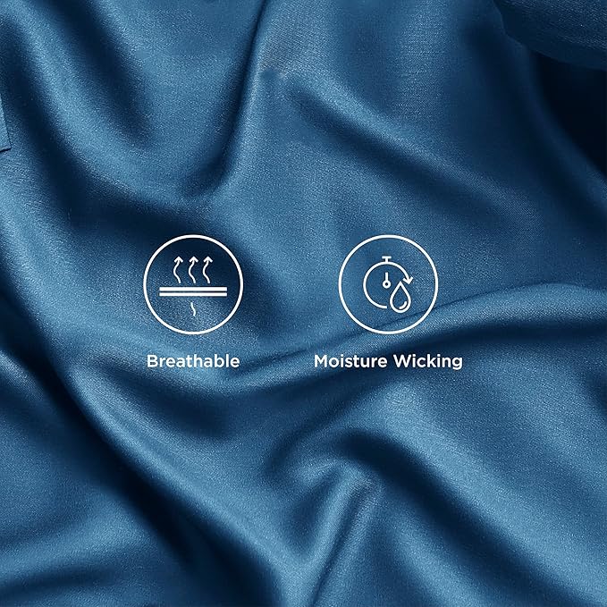 Bedsure California King Sheet Sets, Cooling Sheets, Rayon Derived from Bamboo, Breathable & Soft, Deep Pocket Up to 16 Inches, Hotel Luxury Silky Bedding for Hot Sleepers, Teal