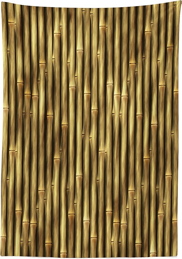 Ambesonne Exotic Tablecloth, Illustration of Tropical Stick Woody Grass Tall Thin Harvest Nature Art Print, Rectangular Table Cover for Dining Room Kitchen Decor, 60" X 90", Pale Yellow Fawn