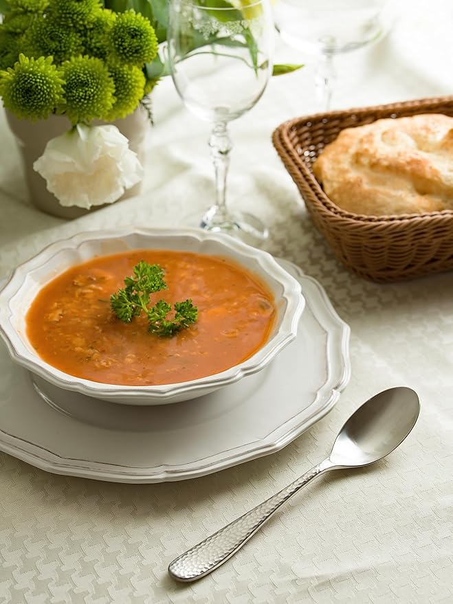 Matte Silverware Set, 18/10 Stainless Steel Satin Flatware, Modern Brushed Finish Cutlery, Dishwasher Safe & Durable, Built to Last (60-Piece, Fidenza Hammered)