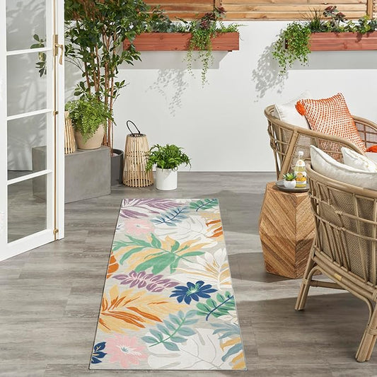 Nourison Home Suncoast Multicolor 2' x 6' Area Rug - Easy Clean, Non Shedding, Bed Room, Living Room, Dining Room, Kitchen (6' Runner)