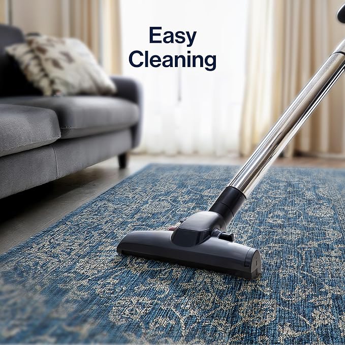 JONATHAN Y Weave Floral Indoor Outdoor Area Rug 8X10 Navy/Gray, Tela Bohemian Textured for Backyard, Patio, Porch, Easy-Cleaning, High Traffic, Pet-Friendly, Non-Shedding (SMB100B-8)