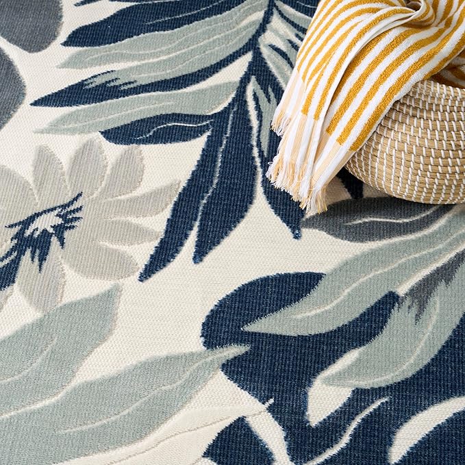 Nourison Home Suncoast Blue 4' x 6' Area Rug - Easy Clean, Non Shedding, Bed Room, Living Room, Dining Room, Kitchen (4' x 6')