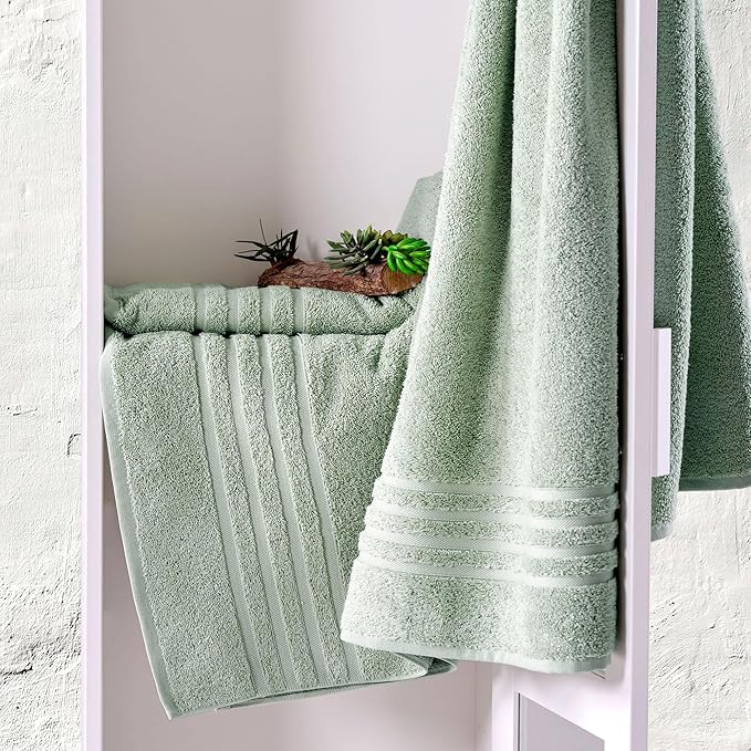 Hawmam Linen Jumbo Large Bath Sheets Towels 2 Pack Soft and Absorbent, Premium Quality 100% Cotton Towels (Light Green, Bath Sheet)