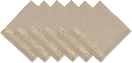 DII Holiday Dining Table Linen Sparkle Metallic Kitchen Décor, Napkin Set, 20x20, Gold Metallic Stripe, 6 Piece