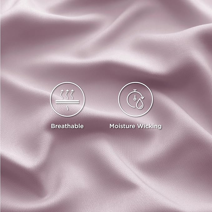 Bedsure King Size Sheets Set, Cooling Sheets for Hot Sleepers, Rayon Derived from Bamboo, Breathable & Soft, Deep Pocket Up to 16 Inches, Hotel Luxury Silky Bedding, Lavender
