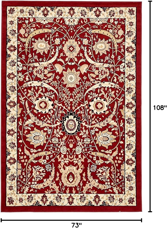 Unique Loom Espahan Collection Area Rug - Cape Cod (6' 1" x 9' Rectangle, Red/ Beige)