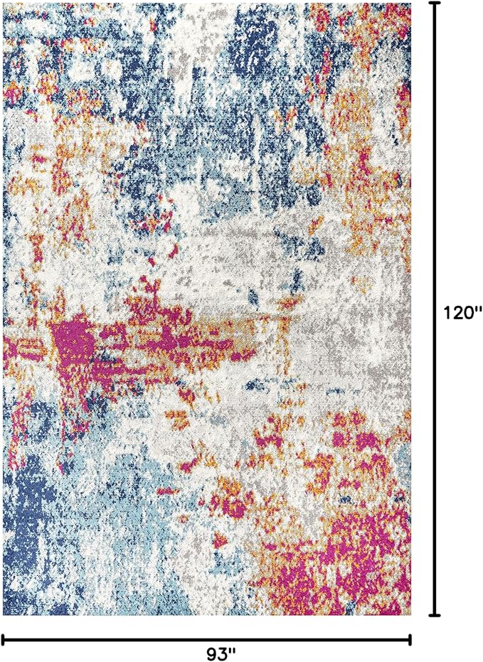 JONATHAN Y Sunset Modern Abstract Blue/Multi Indoor Area Rug, 8x10, Contemporary, Transitional, Easy-Cleaning for Living Room, Bedroom, Kitchen, Pet Friendly, Non-Shedding (CTP114A-8)