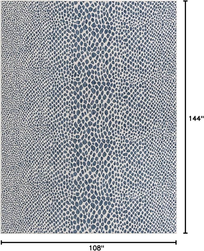 Unique Loom Outdoor Collection Area Rug - Cape Town (9' x 12' Rectangle, Blue/Ivory)