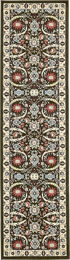 Unique Loom Espahan Collection Area Rug - Cape Cod (2' 7" x 10' Runner, Green/ Black)