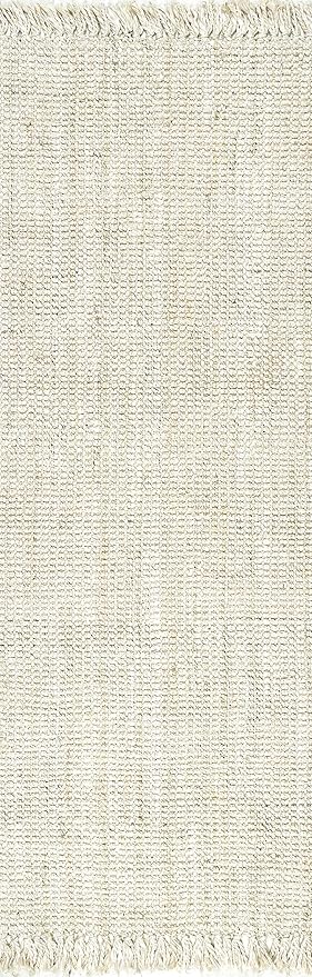 Nuloom Daniela Off-White, 2'6" x 10', Handmade, Jute, Tassel, Soft and Textured, High Traffic, Stain Resistant, Easy Clean, Durable Runner for Bedroom, Living Room, Dining Space, Foyer, Entryway