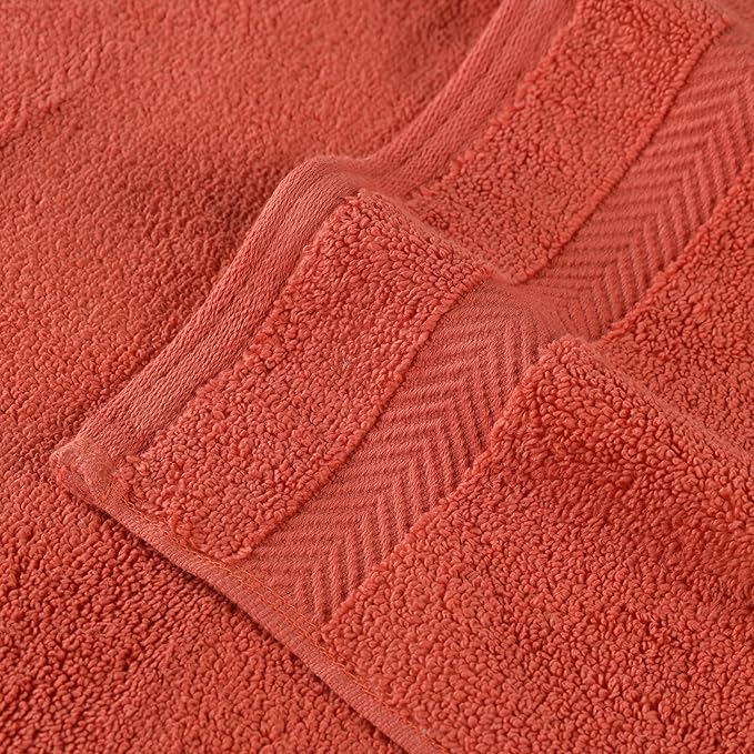 Superior Zero Twist 100% Cotton Towel Set, 3-Piece Set, Extra Soft Bath Towel, Face Towel and Hand Towel, Long-Staple Cotton Towels, Brick