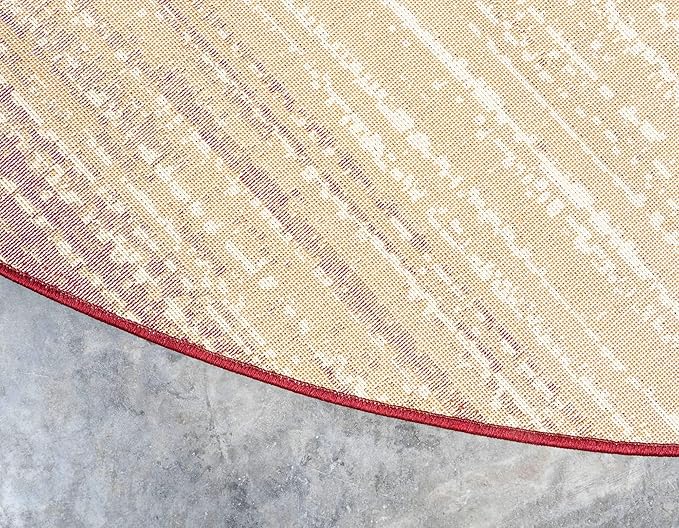 Unique Loom Barista Collection Area Rug - Mundo Nova (7' 10" Round, Beige/ Blue)