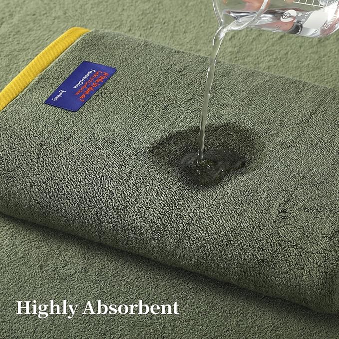 REDKISS 2 Pack 100% Cotton Bath Towels with Luxury Embellished Border Design, Oversized 27 x 54 Inches & 600 GSM Ultra Soft Bath Towel Set, Quick Dry Towels for Bathroom, Gym, Spa, Hotel, Army Green