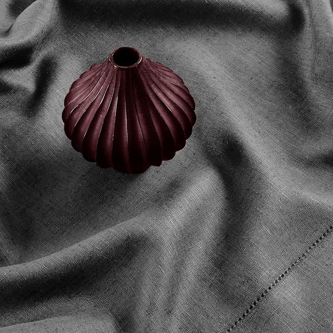 Solino Home Linen Cloth Napkins Set of 4 - Hemstitch 100% Pure Linen Charcoal Grey Dinner Napkins 20 x 20 Inch for Winter, New Year - Milan, Handcrafted and Machine Washable