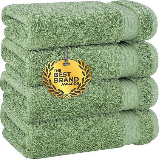 Cotton Paradise Hand Towels for Bathroom, 100% Cotton Turkish 4 Piece Hand Towel Set, Soft Absorbent Face Towels, Sage Green Hand Towels